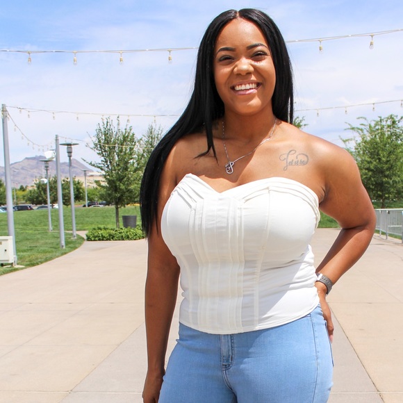 plus size white bustier top